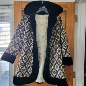 Women's vintage belted tapestry coat